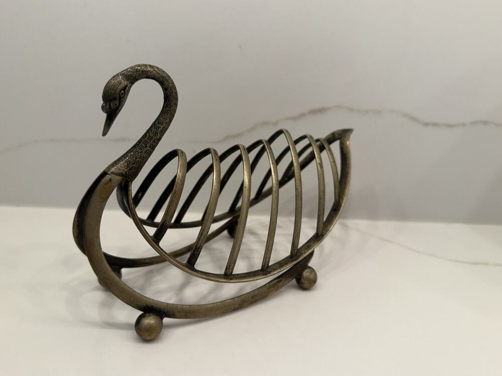 Vintage EPNS Swan Toast Rack Silver Plate Figural Bird 7” Tableware